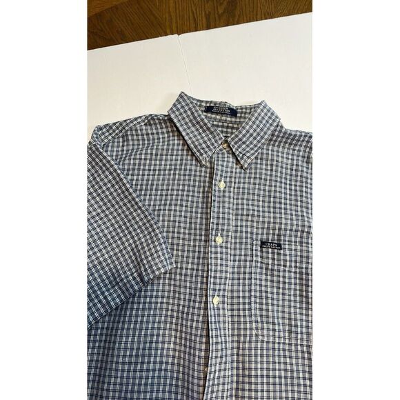 Ralph Lauren Chaps Small Plaid Size-L Button Down, Short Sleeve‎ Shirt - Picture 1 of 6